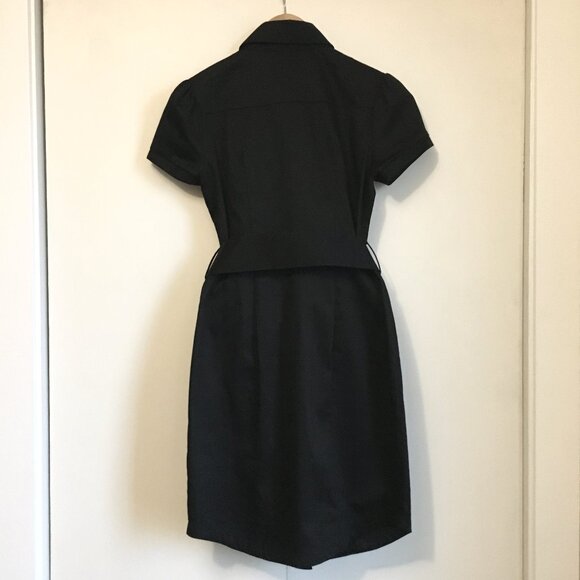 Y2K Black Military Goth Cotton Button Down Dress - Picture 2 of 16